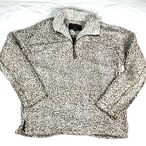 True Grit Brown Frosty Tip Pile 1/4 Zip‎ Pullover XS Oversized Super Soft & Warm